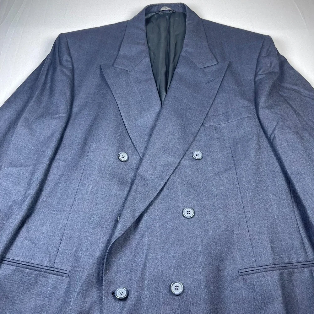 Perry Ellis Men's 45LG Navy 100% Worsted Wool‎ Double-Breasted Big & Tall Blazer